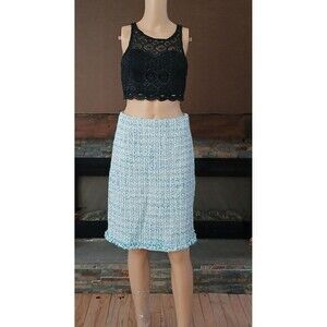 Grace Dane Lewis Women's Blue Skirt Cotton Blend Size 4 Tweed Like Office Career